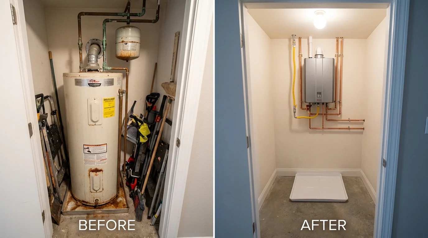 Tank water heater versus wall-mounted tankless unit comparison for Forest, OH homeowners